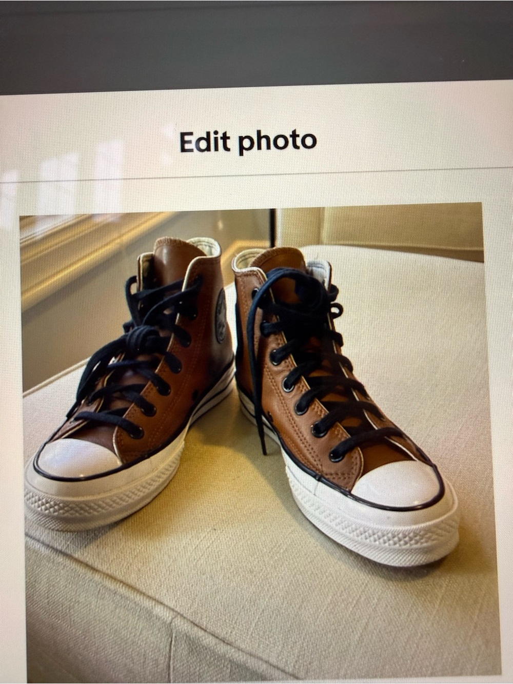 Converse Brown Leather High Top Sneakers with Black Laces